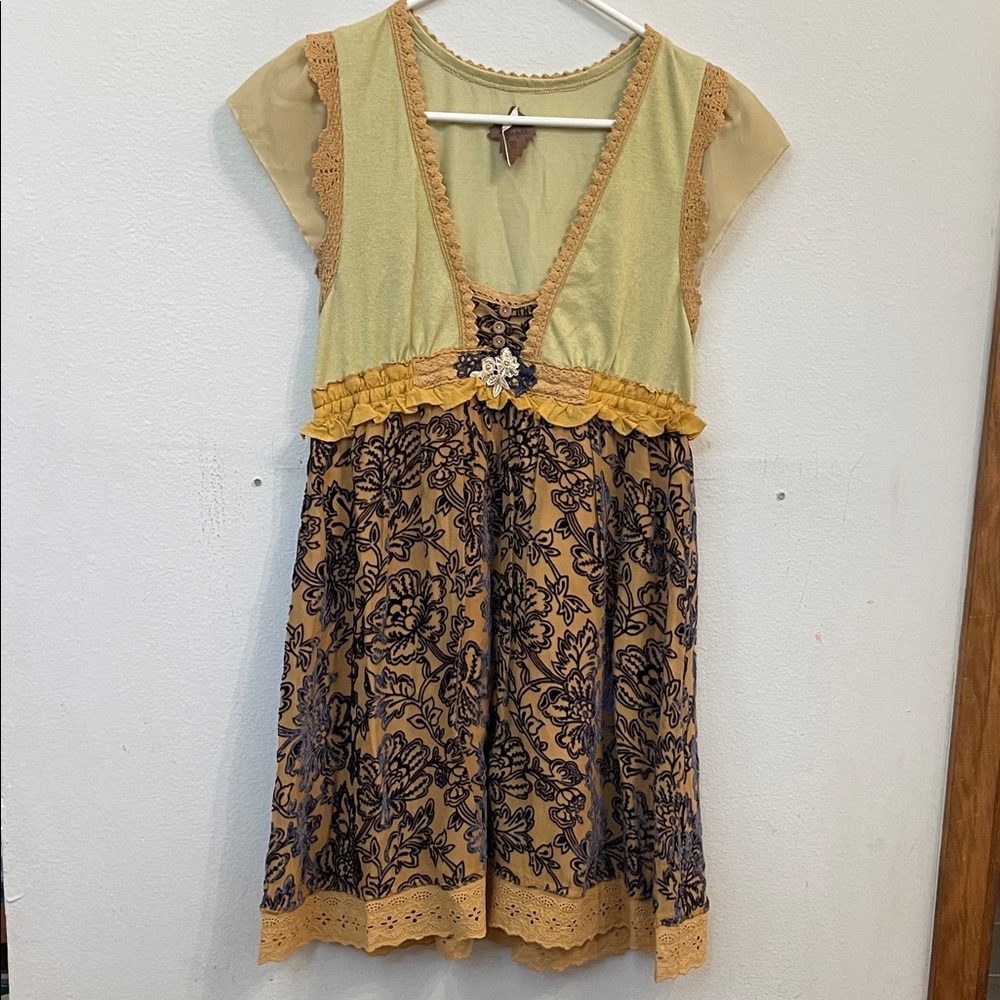 Free People gold and purple velvet lace Mini Dress